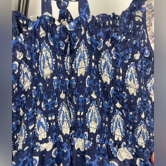 Sea New York Blue Floral Heart Boho Cotton Smocked Jumpsuit - Picture 13 of 14